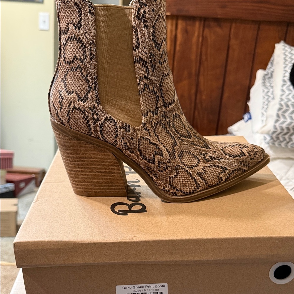 Snakeskin Print Ankle Boots